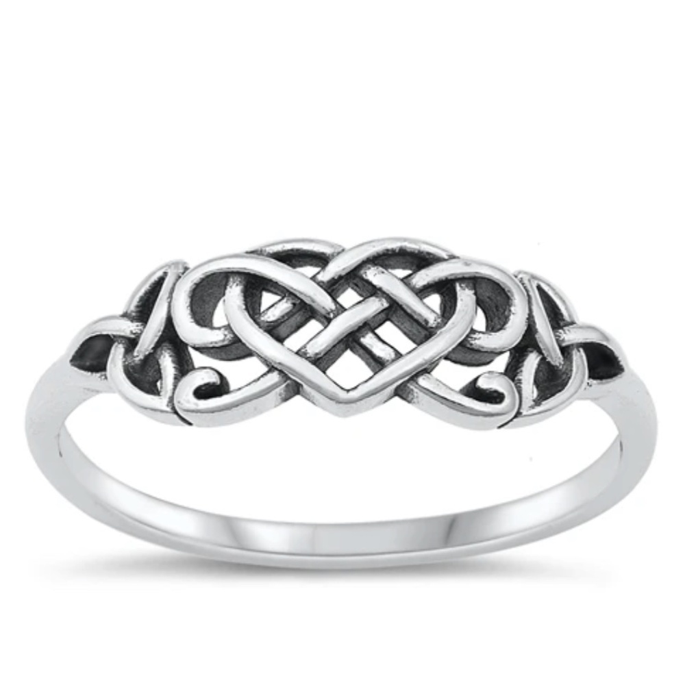 Sterling Silver Celtic Heart Ring – Symbol of Eternal Love (size 8 or 10)